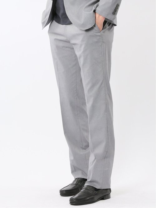 クロスストレッチ スリムフィット ノータックスラックス ライトグレー(セットアップ可能)