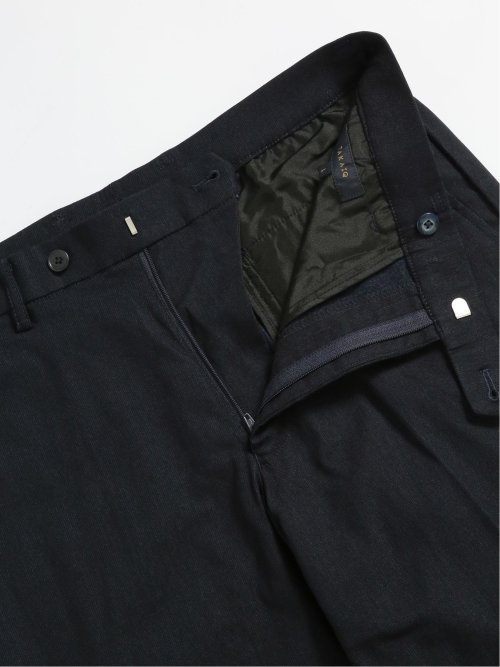 クロスストレッチ裏起毛 スリムフィット ノータックスラックス ピケ紺(セットアップ可能)