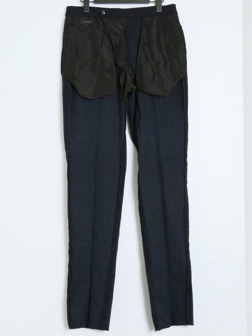 クロスストレッチ裏起毛 スリムフィット ノータックスラックス ピケ紺(セットアップ可能)