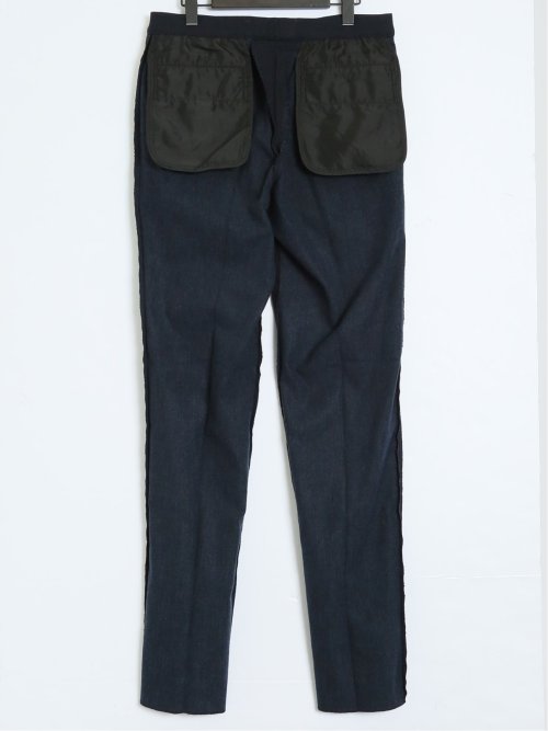 クロスストレッチ裏起毛 スリムフィット ノータックスラックス ピケ紺