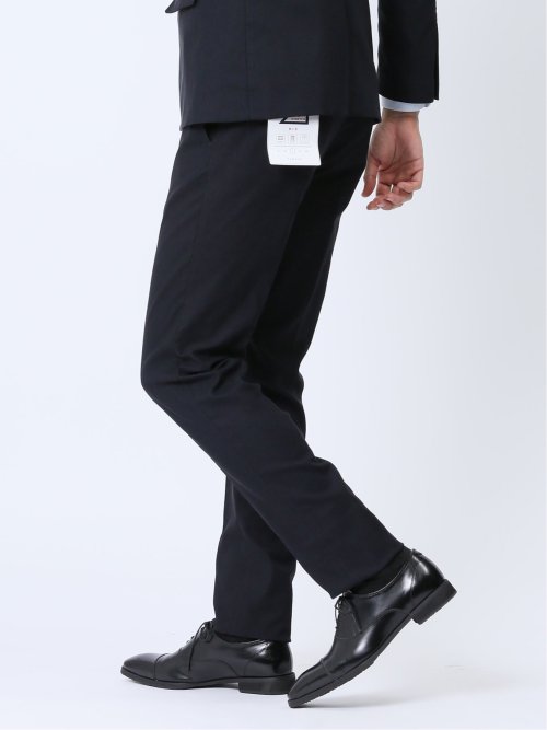 クロスストレッチ裏起毛 スリムフィット ノータックスラックス ピケ紺(セットアップ可能)