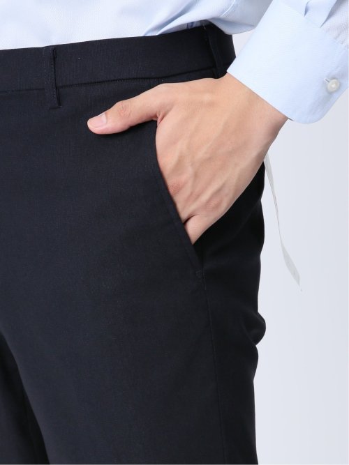 クロスストレッチ裏起毛 スリムフィット ノータックスラックス ピケ紺(セットアップ可能)