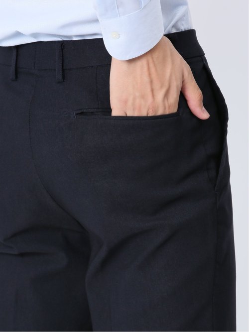 クロスストレッチ裏起毛 スリムフィット ノータックスラックス ピケ紺(セットアップ可能)