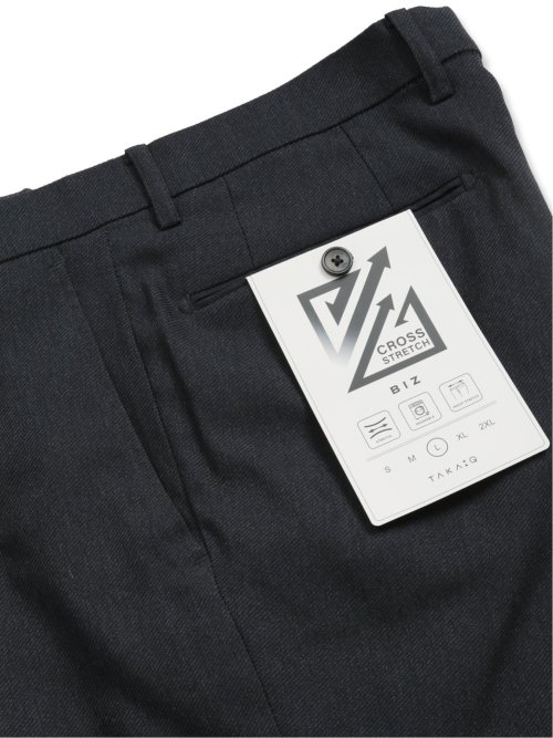 クロスストレッチ スリムフィット ノータックスラックス カルゼ紺