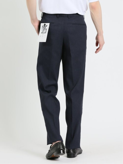 クロスストレッチ スリムフィット ノータックスラックス カルゼ紺