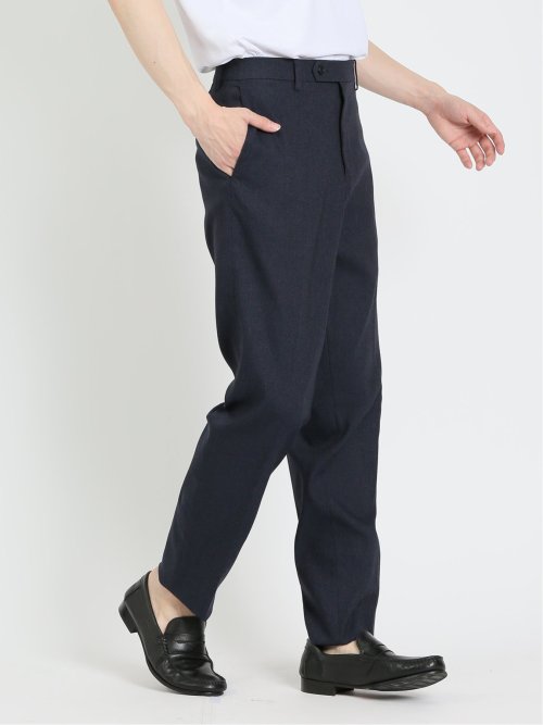クロスストレッチ スリムフィット ノータックスラックス カルゼ紺