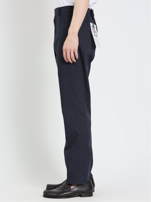 クロスストレッチ スリムフィット ノータックスラックス カルゼ紺