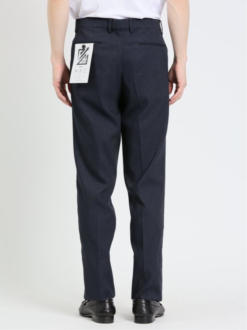 クロスストレッチ スリムフィット ノータックスラックス カルゼ紺