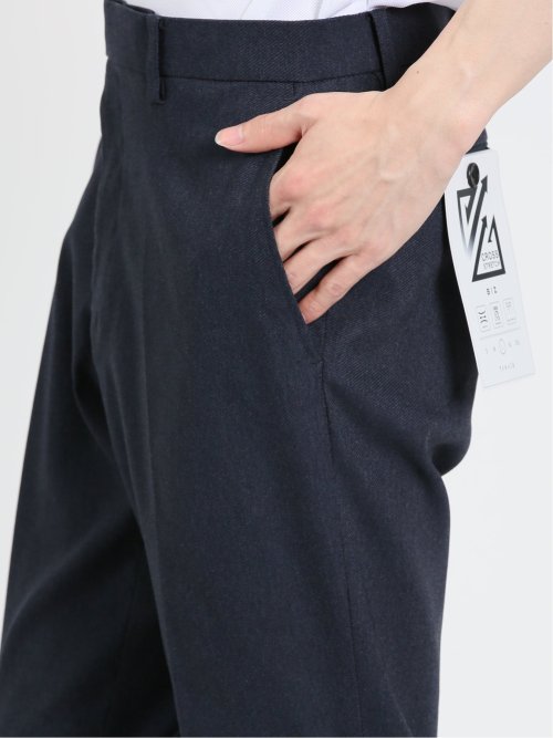 クロスストレッチ スリムフィット ノータックスラックス カルゼ紺