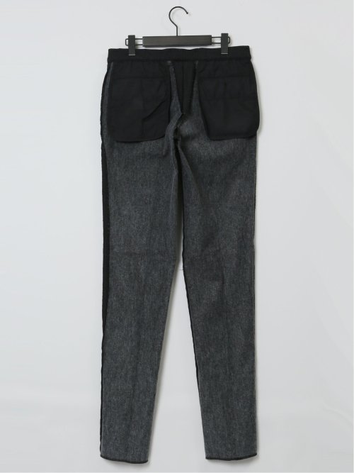 クロスストレッチ裏起毛 スリムフィット ノータックスラックス ピケ黒