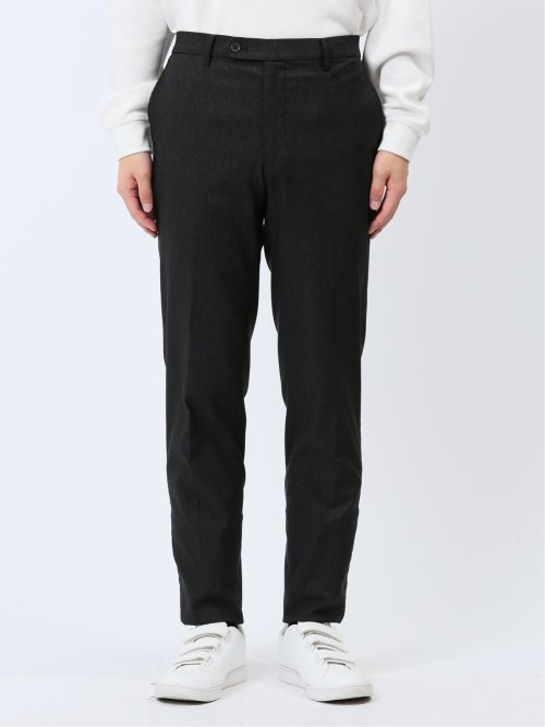 クロスストレッチ裏起毛 スリムフィット ノータックスラックス ピケ黒(セットアップ可能)