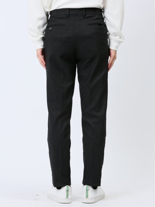 クロスストレッチ裏起毛 スリムフィット ノータックスラックス ピケ黒