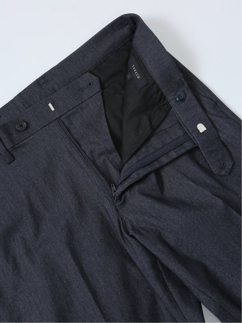 クロスストレッチ スリムフィット ノータックスラックス デニム風紺(セットアップ可能)