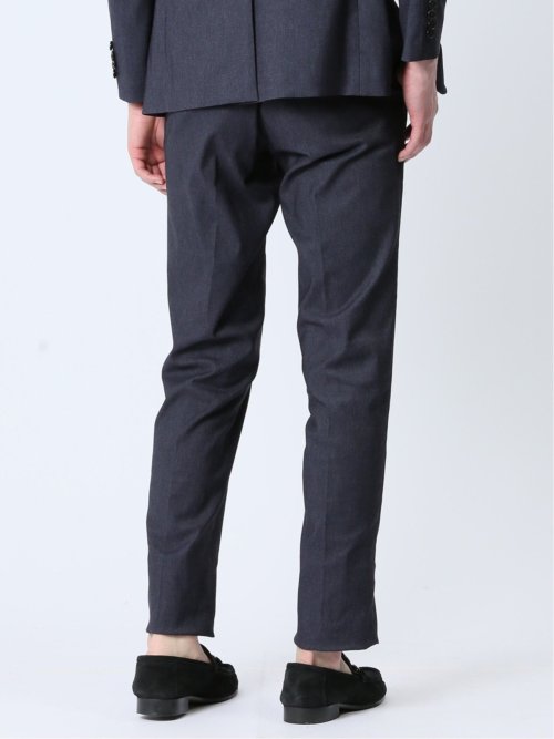 クロスストレッチ スリムフィット ノータックスラックス デニム風紺(セットアップ可能)