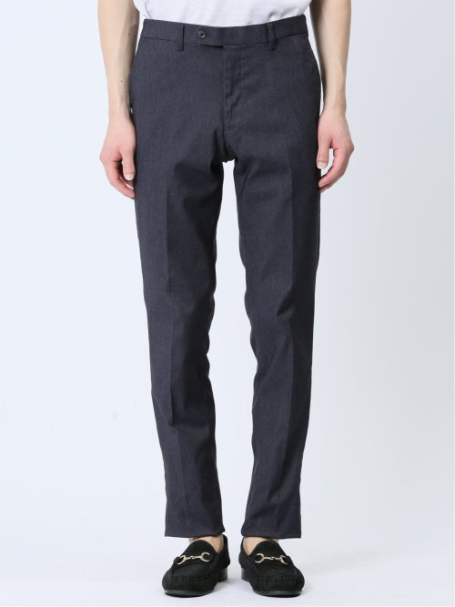 クロスストレッチ スリムフィット ノータックスラックス デニム風紺(セットアップ可能)