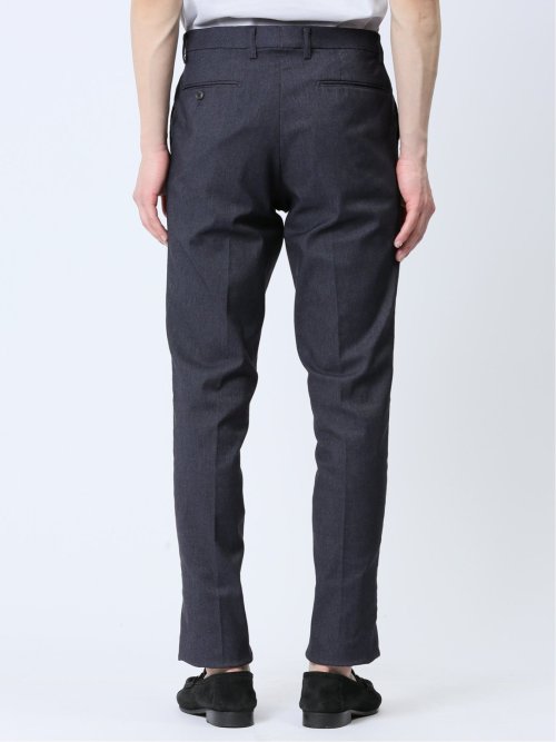 クロスストレッチ スリムフィット ノータックスラックス デニム風紺(セットアップ可能)