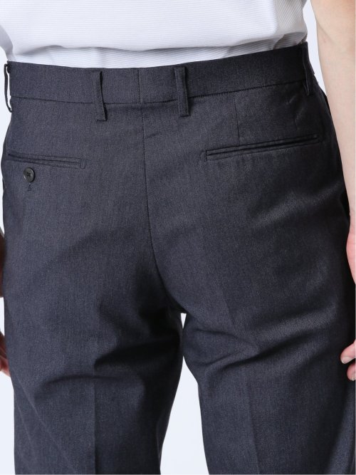 クロスストレッチ スリムフィット ノータックスラックス デニム風紺(セットアップ可能)