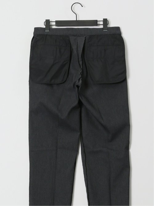 クロスストレッチ スリムフィット ノータックスラックス デニム調黒(セットアップ可能)