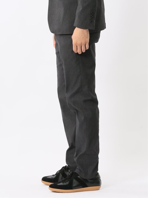 クロスストレッチ スリムフィット ノータックスラックス デニム調黒(セットアップ可能)