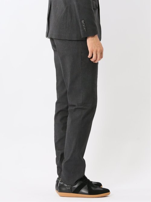 クロスストレッチ スリムフィット ノータックスラックス デニム調黒(セットアップ可能)