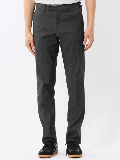 クロスストレッチ スリムフィット ノータックスラックス デニム調黒(セットアップ可能)