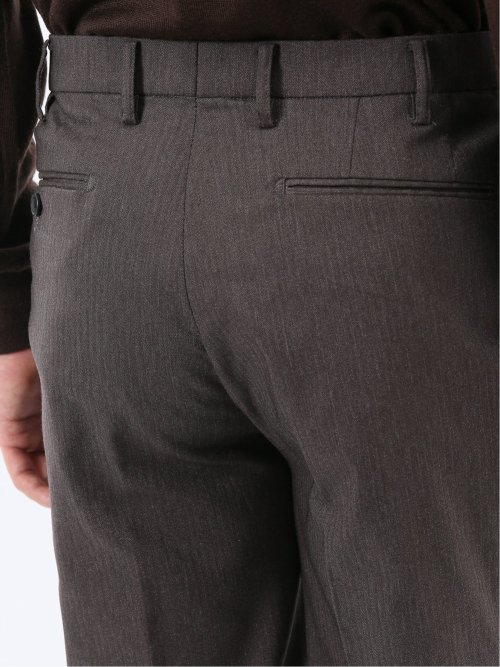 クロスストレッチ裏起毛 スリムフィット ノータックスラックス 茶(セットアップ可能)