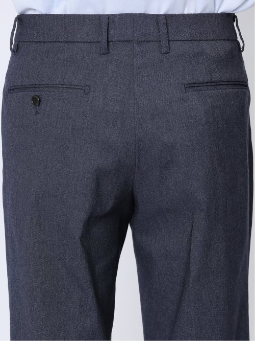 クロスストレッチ スリムフィット ノータックスラックス デニム風紺(セットアップ可能)