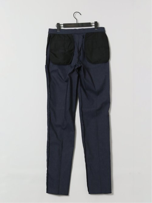 クロスストレッチ スリムフィット ノータックスラックス デニム風紺(セットアップ可能)