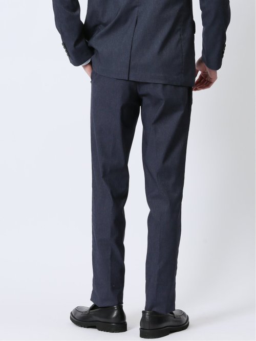 クロスストレッチ スリムフィット ノータックスラックス デニム風紺(セットアップ可能)