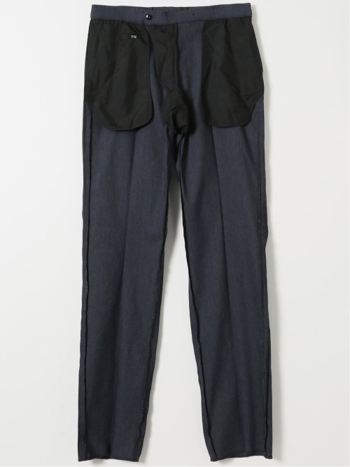 クロスストレッチ スリムフィット ノータックスラックス 紺(セットアップ可能)