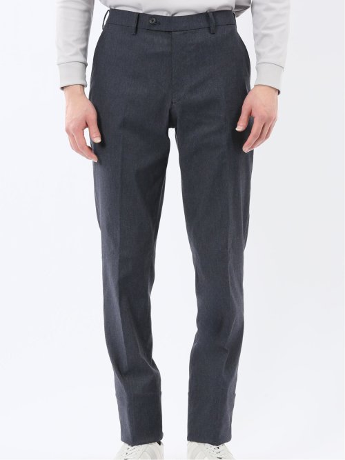 クロスストレッチ スリムフィット ノータックスラックス 紺(セットアップ可能)