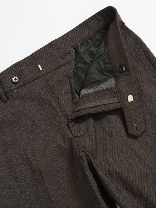 クロスストレッチ裏起毛 スリムフィット ノータックスラックス ピケこげ茶(セットアップ可能)