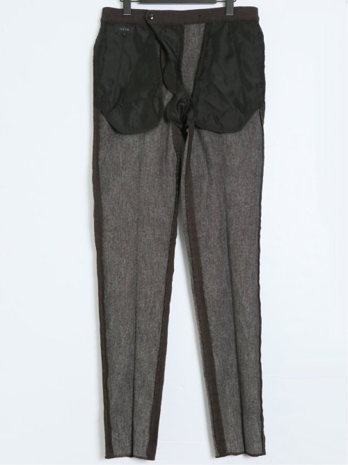 クロスストレッチ裏起毛 スリムフィット ノータックスラックス ピケこげ茶(セットアップ可能)