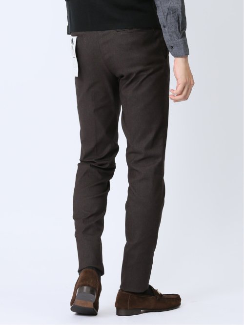 クロスストレッチ裏起毛 スリムフィット ノータックスラックス ピケこげ茶(セットアップ可能)