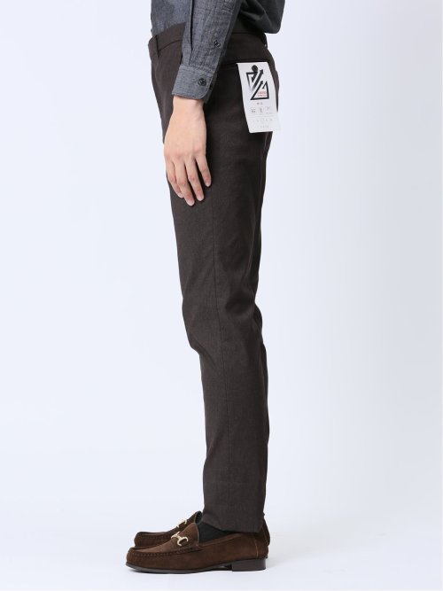 クロスストレッチ裏起毛 スリムフィット ノータックスラックス ピケこげ茶(セットアップ可能)