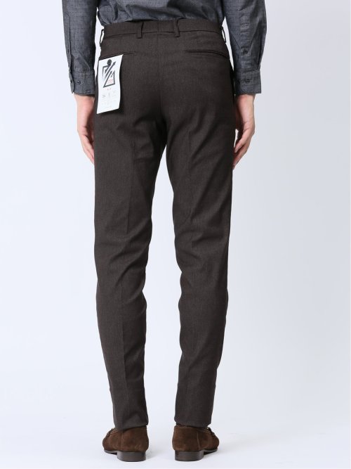 クロスストレッチ裏起毛 スリムフィット ノータックスラックス ピケこげ茶(セットアップ可能)