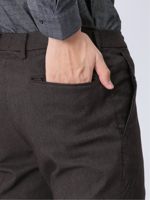 クロスストレッチ裏起毛 スリムフィット ノータックスラックス ピケこげ茶(セットアップ可能)