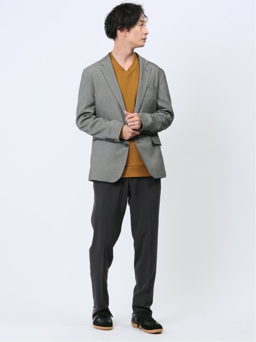 ウールライク スリムフィット ノータックスラックス ピケグレー