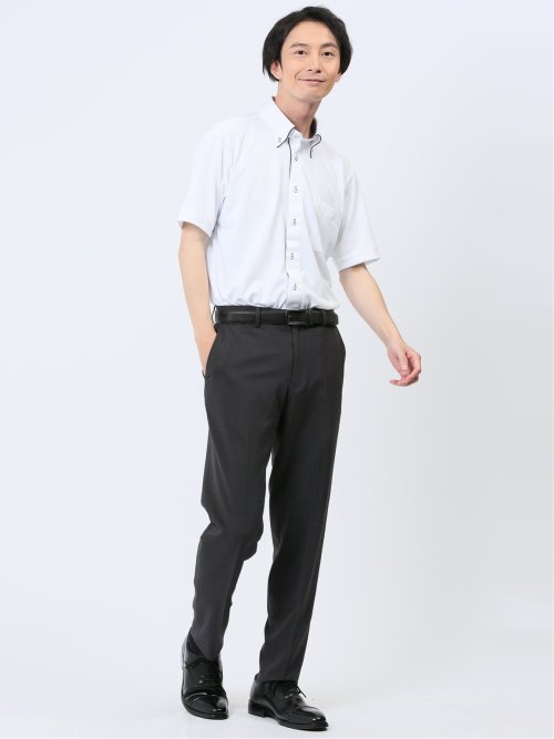 ウールライク スリムフィット ノータックスラックス ピケグレー