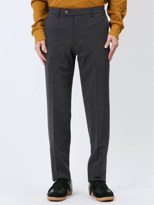 ウールライク スリムフィット ノータックスラックス ピケグレー