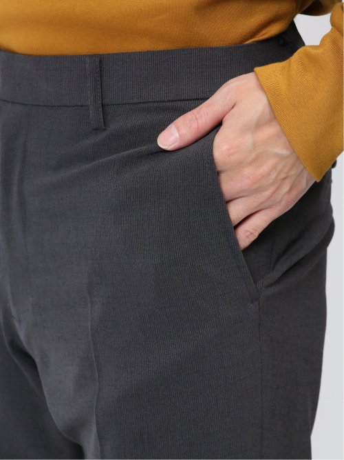 ウールライク スリムフィット ノータックスラックス ピケグレー
