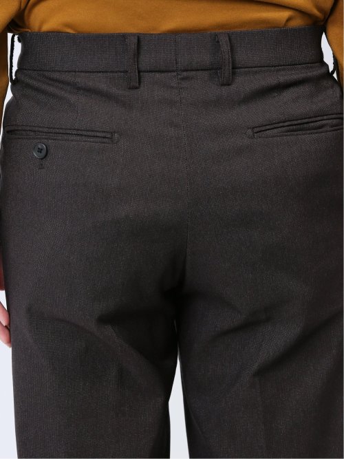 クロスストレッチ裏起毛 スリムフィット ノータックスラックス ピケ茶(セットアップ可能)