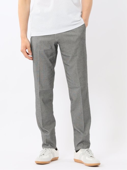 軽量 スリムフィット ノータックパンツ バーズアイライトグレー