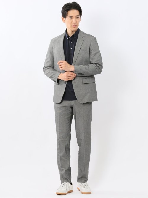 クロスストレッチ スリムフィット ノータックスラックス バーズアイモノトーン(セットアップ可能)