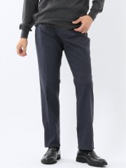 クロスストレッチ裏起毛 スリムフィット ノータックスラックス 紺(セットアップ可能)