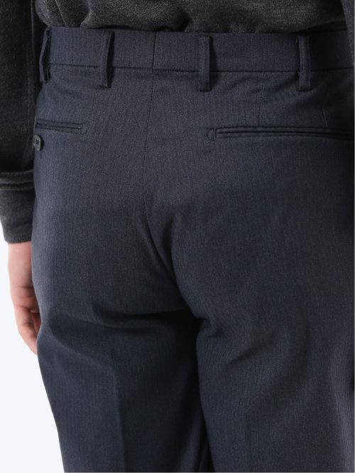 クロスストレッチ裏起毛 スリムフィット ノータックスラックス 紺(セットアップ可能)