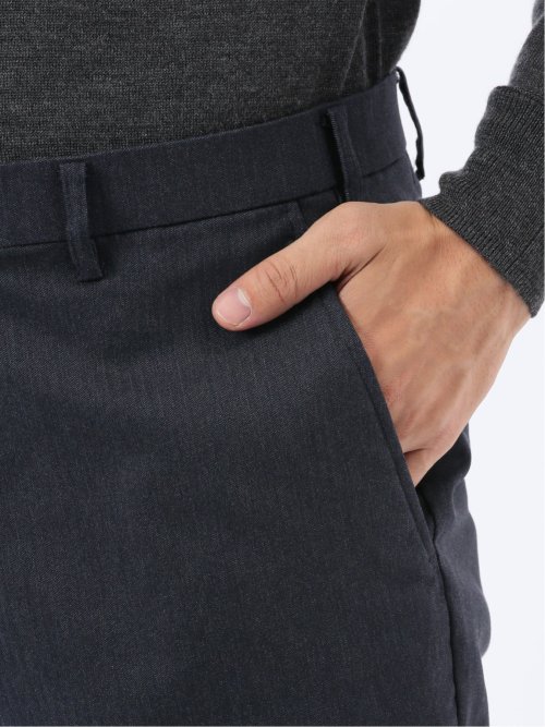 クロスストレッチ裏起毛 スリムフィット ノータックスラックス 紺(セットアップ可能)