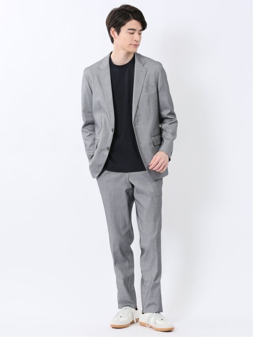 クロスストレッチ スリムフィット ノータックスラックス ライトグレー(セットアップ可能)