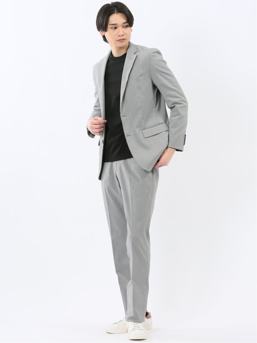 クロスストレッチ スリムフィット ノータックスラックス 千鳥(セットアップ可能)