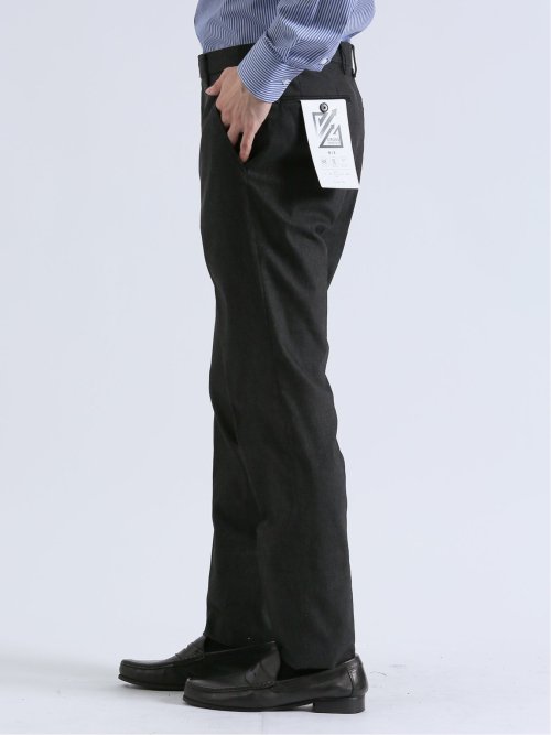 クロスストレッチ スリムフィット ノータックスラックス デニム黒